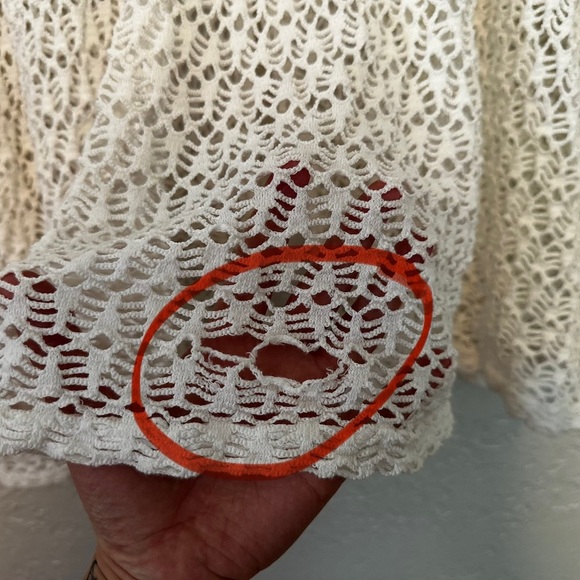 Vintage White open knit babydoll swim cover shirt size Medium - Picture 6 of 6